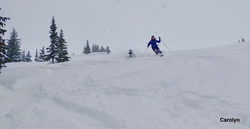 Carolyn at the top of the chutes