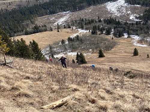Climbing up Mesa Square Butte