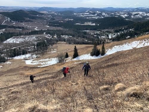 Climbing up Mesa Square Butte