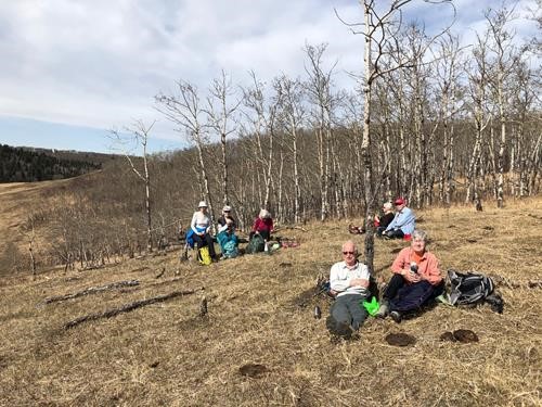 Brieta, Dorothy, Carolyn, Marianne, Tom, Brian, and Marietta enjoying the sun