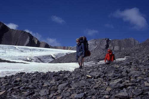 Descending slopes by Calumet glacier towards Moose Pass