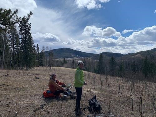 Rest stop at base of Whiskey Hill- Mtn. looking south