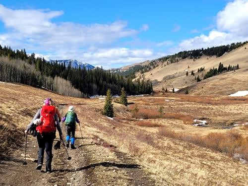 Heading down from the pass to Camp Creek valley
