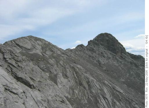 view from pass back up to ridge & summit