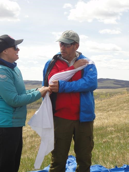 Back Country Emergencies Course by Rocky Mountain Adventure Medicine: Patient has a broken right collarbone. 