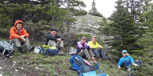 Chris, John, Brenda, Dave & Lara at our lunch spot back at the treeline