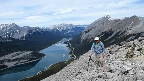 Philip approaching the summit cairn