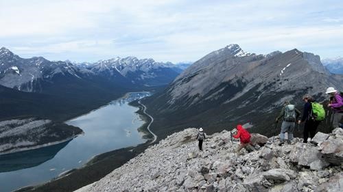 Heading down from the summit of Little Lougheed