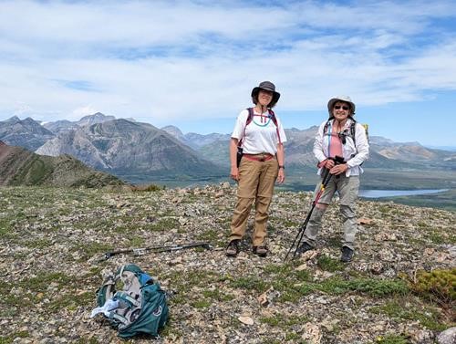 At the top of the cirque and the view to Waterton.