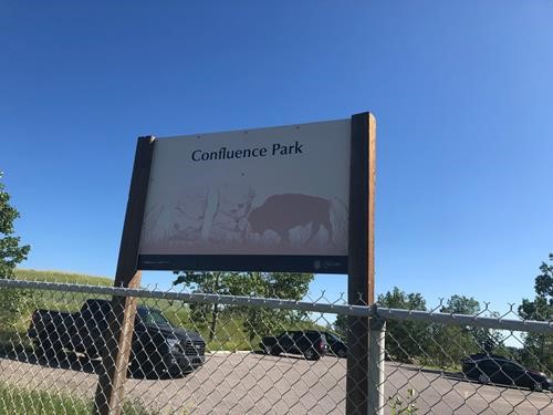 Barely visible sign at park entrance