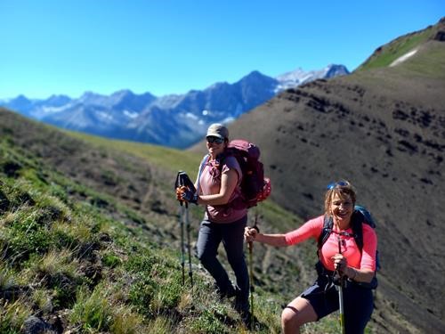 Reaching the col after an ardous bushwack