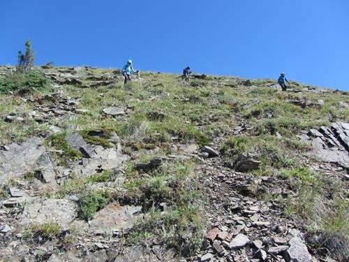 Steep descent from East Mist Hill