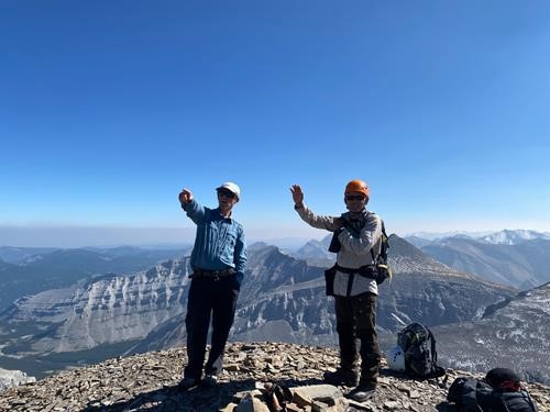 Jack and Luis on the summit of Mount Cornwall