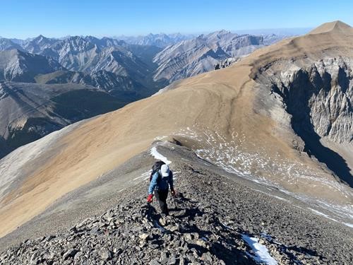 On the way up Outlaw Peak, Cornwall in the background