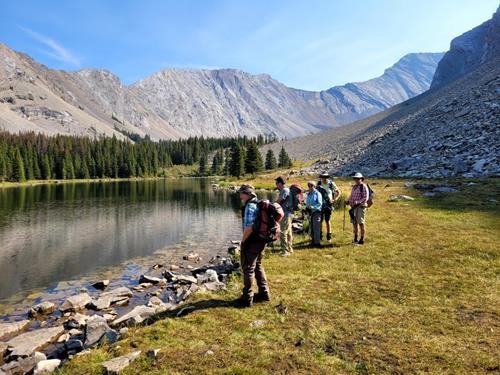 Looking at the trout in the first Picklejar Lake