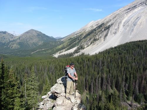 {508 Chris Wro} on a pinnacle beside the trail