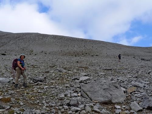 After leaving the trail we made our way to the col between our objective and the unnamed peak to the east