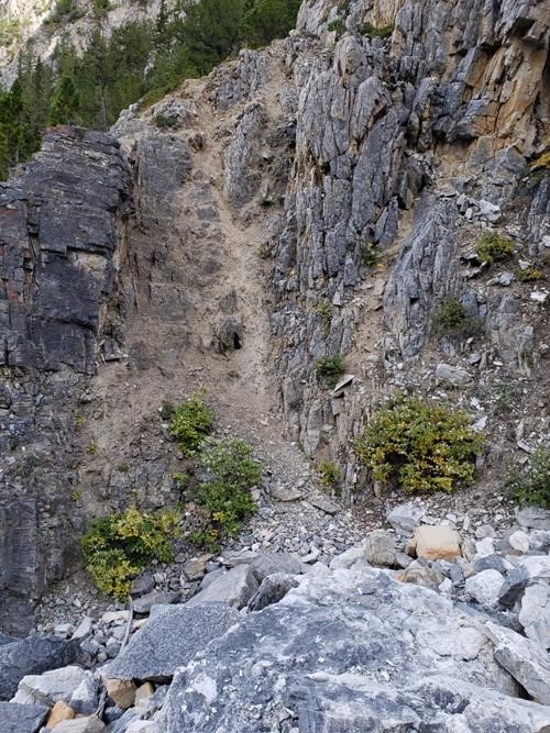 The beginning of the route up the headwall