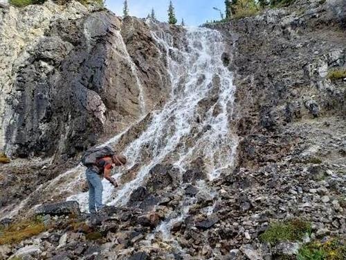 Sebastiaan at the upper waterfall