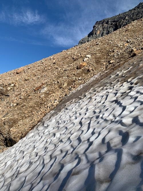 Steep ice slope above the gully