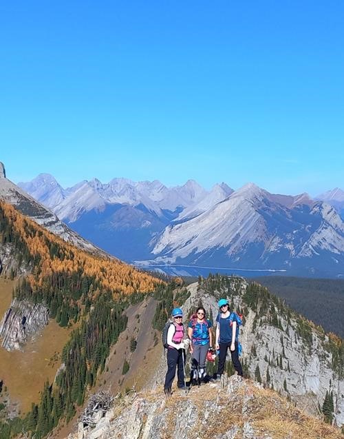 Sonja , Dana and Nicola at the far end of the ridge