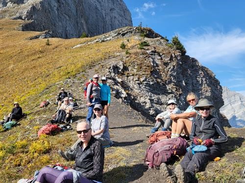 The gang enjoying lunch on the ridge