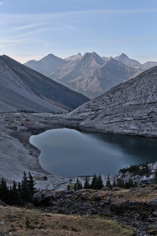 View back from above the headwall lakes