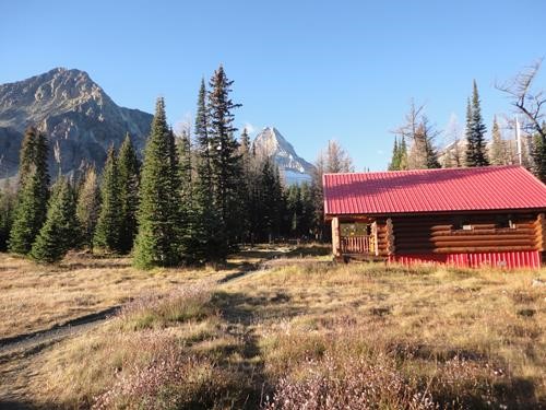 Cooking Shelter and Mt Assiniboine from Jones Naiset hut