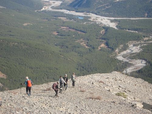 View down the Elbow valley as we descend the ridge