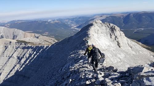 negotiating the narrow ridge down