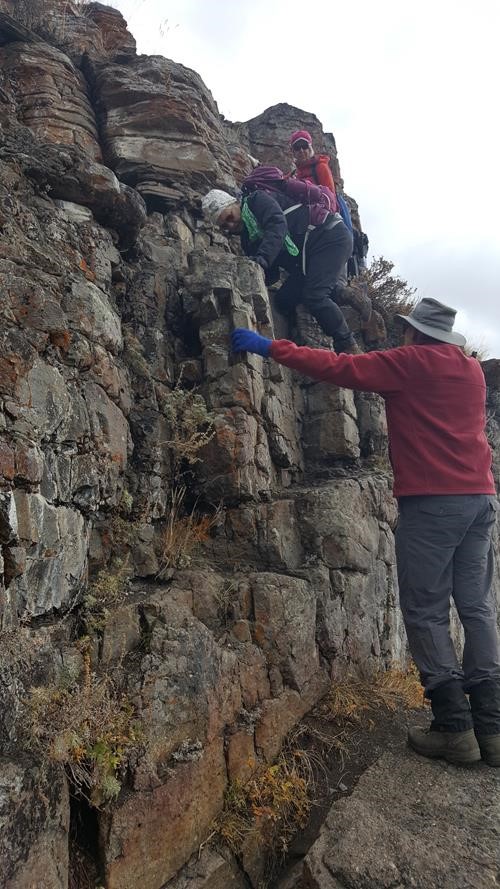 Spotting the down climb