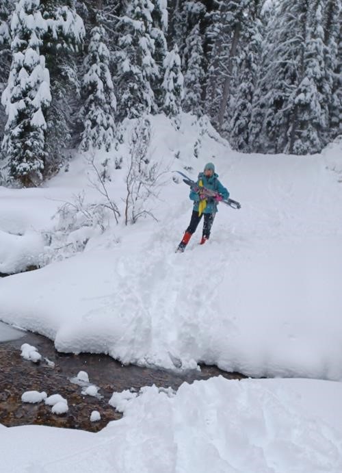 Christine weighs her options to cross Boulton Creek