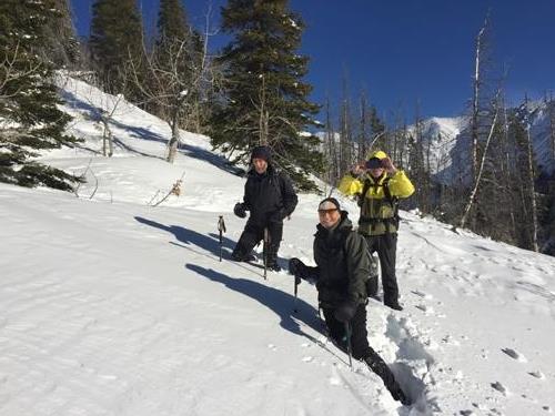 Some dear snow, up to our waist at times here, good fun none the less. 