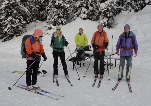 Ramblers at the picnic table on Elk Pass/Blueberry Hill turnoff