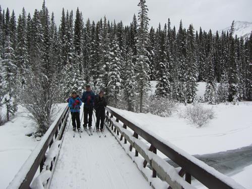 Barb, Carl and Shirley at the upper Spray River bridge