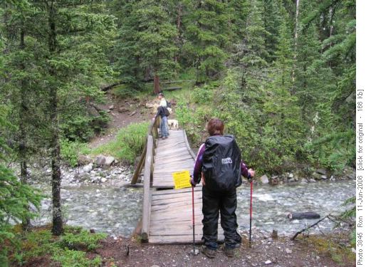 Linda contemplates the Bluerock Creek bridge