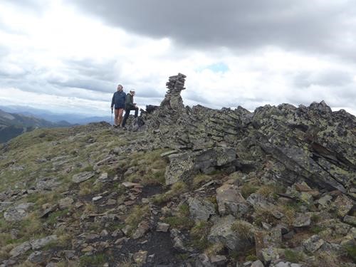 Alda and James at the large cairn - not the true summit