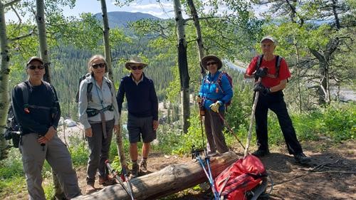 Bob, Dianna, Sid, Linda, Tom on Snagmore Hill overlooking Elbow River movie set