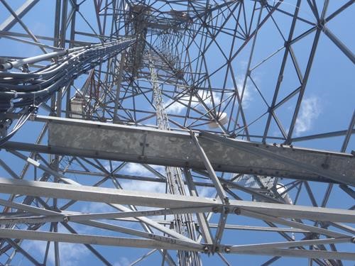 Looking up the communications tower