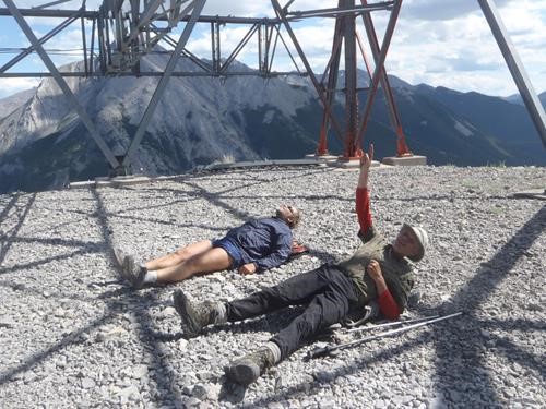 Two souls resting under the communications tower