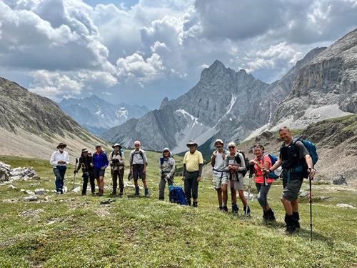 Our group with dark clouds in the background