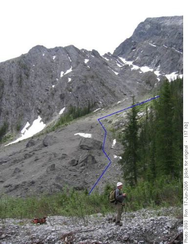 Old Goat Glacier, route up headwall