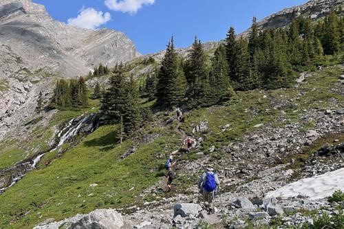 Heading up Headwall valley