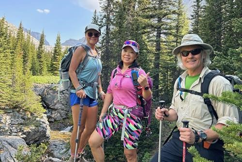 Susan, Mei and Gary at the waterfall on Headwall Creek 