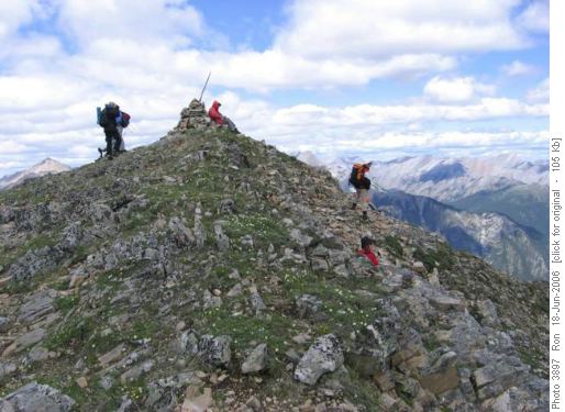 Wally (in red) at summit of Pigeon