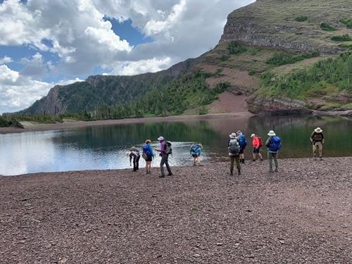 skipping stones on Middle Rowe Lake