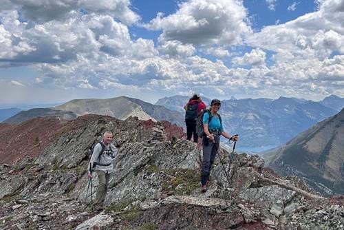 At the north summit of Ruby Ridge (Mt Crandell and Vimy Peak in bkg)