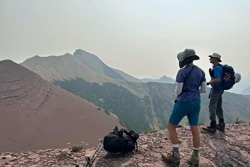 Assessing the long ridge of Mt Alderson from the summit of the Carthew-Alderson trail