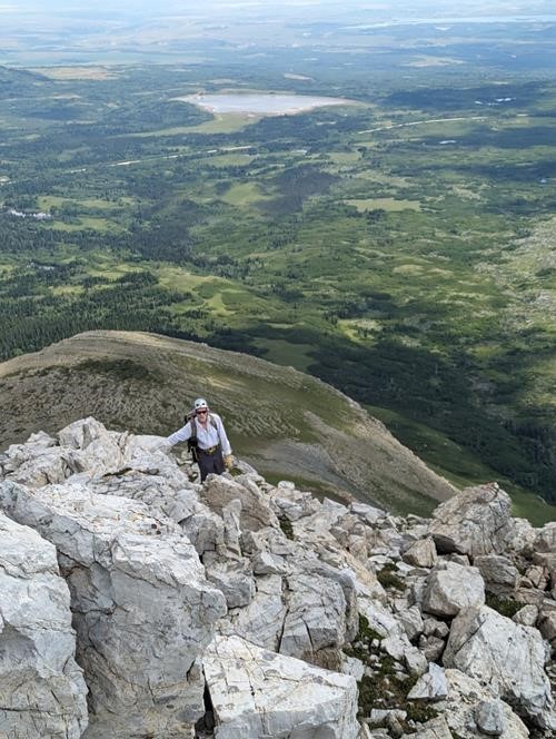 Arnold with the lower ascent ridge in the background