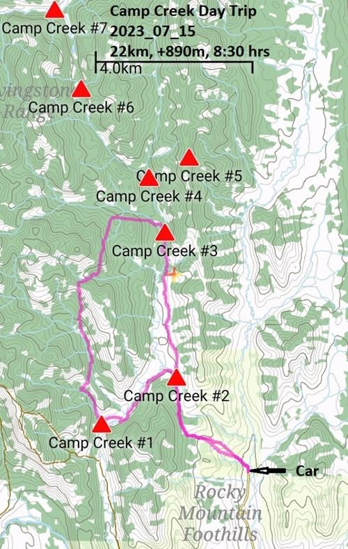 Bob Creek Wildland: Day Trip hiked clockwise in July 2023
